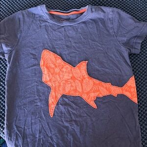 MiniBoden Kids Shark Graphic Tee - Orange and Blue/Gray